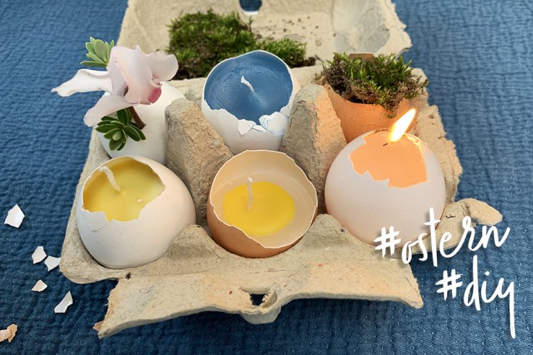 Kerzen Eierschalen Ostern DIY osterkerzen anleitung