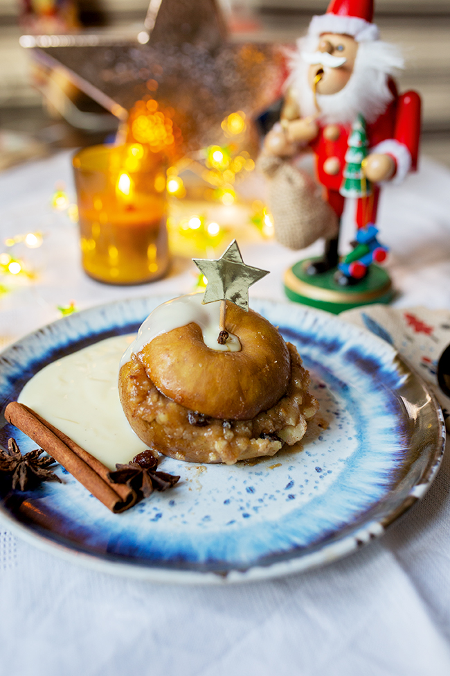 Weihnachtsmenü Nachspeise Dessert Bratapfel Rezept