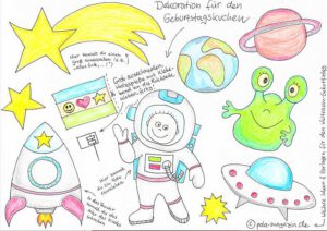 weltraum geburtstag kindergeburtstag weltall astronaut einladung motto download kostenfrei alien einladung
