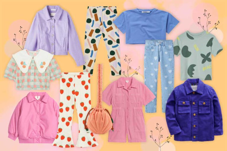 Frühlingsklamotten Kinder Shopping Hosen Shirts Röcke Kleider