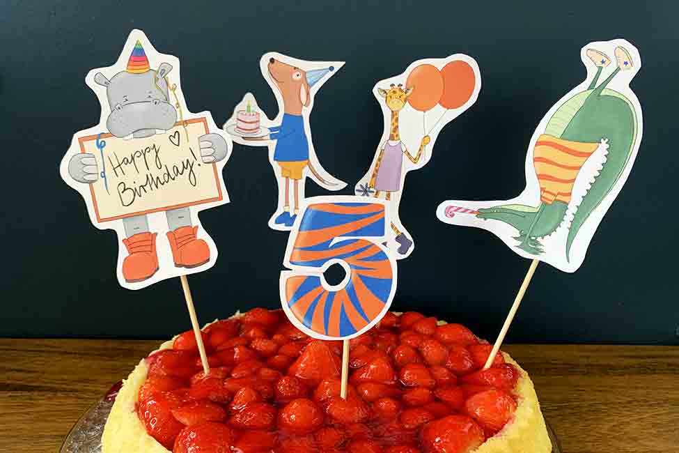 kindergeburtstag download cake topper einladung karte dekoration partytiere