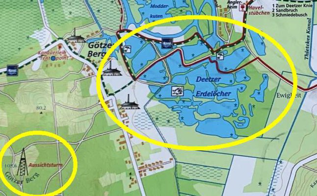 Deetzer Erdelöcher und Aussichtsturm Götzer Berge