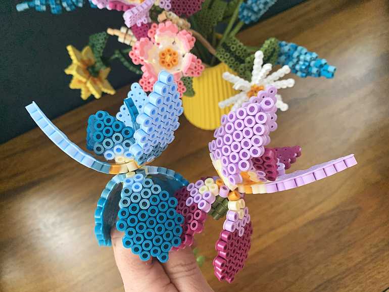 blumen bügelperlen steckperlen hama blumenstrauß 3d vorlage anleitung flower perler beads