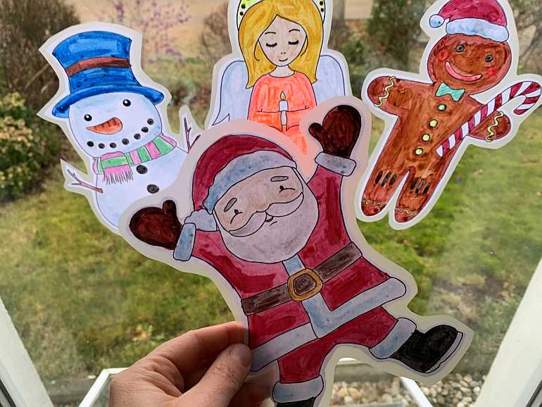 weihnachtsdekoration selber machen fensterbild diy öltrick hack window
