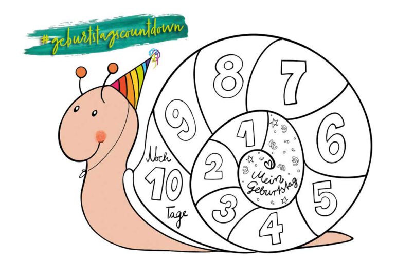 kindergeburtstag geburtstag countdown schnecke ausmalbild malvorlage