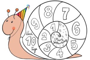 kindergeburtstag geburtstag countdown schnecke ausmalbild malvorlage