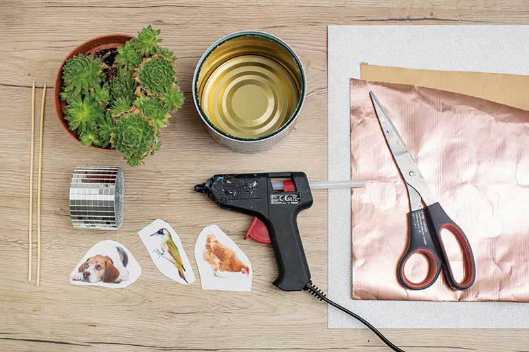 diy spiegelmosaik blumentopf